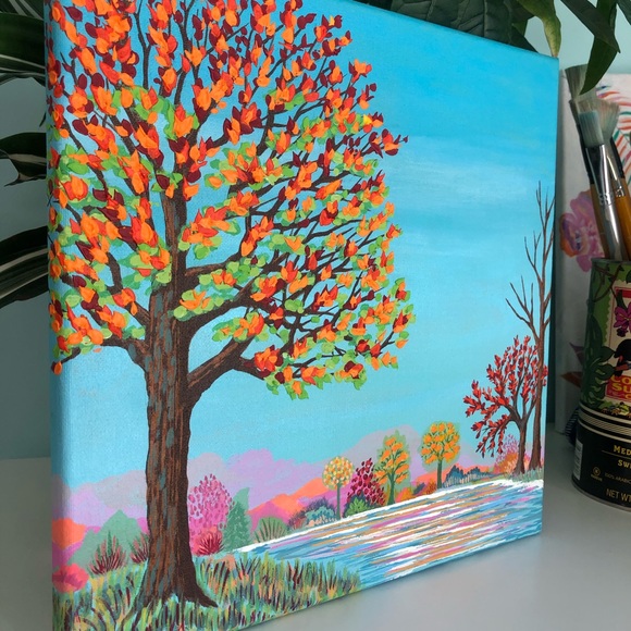 Autumn Trees Original Painting 🍁 Fall Leaves Art - Picture 3 of 12